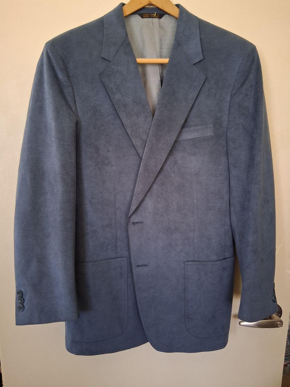 Halston Heritage Slate Blue Suede-Look Blazer